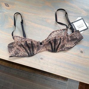 Vintage La Perla Lingerie Bra Black + Tan